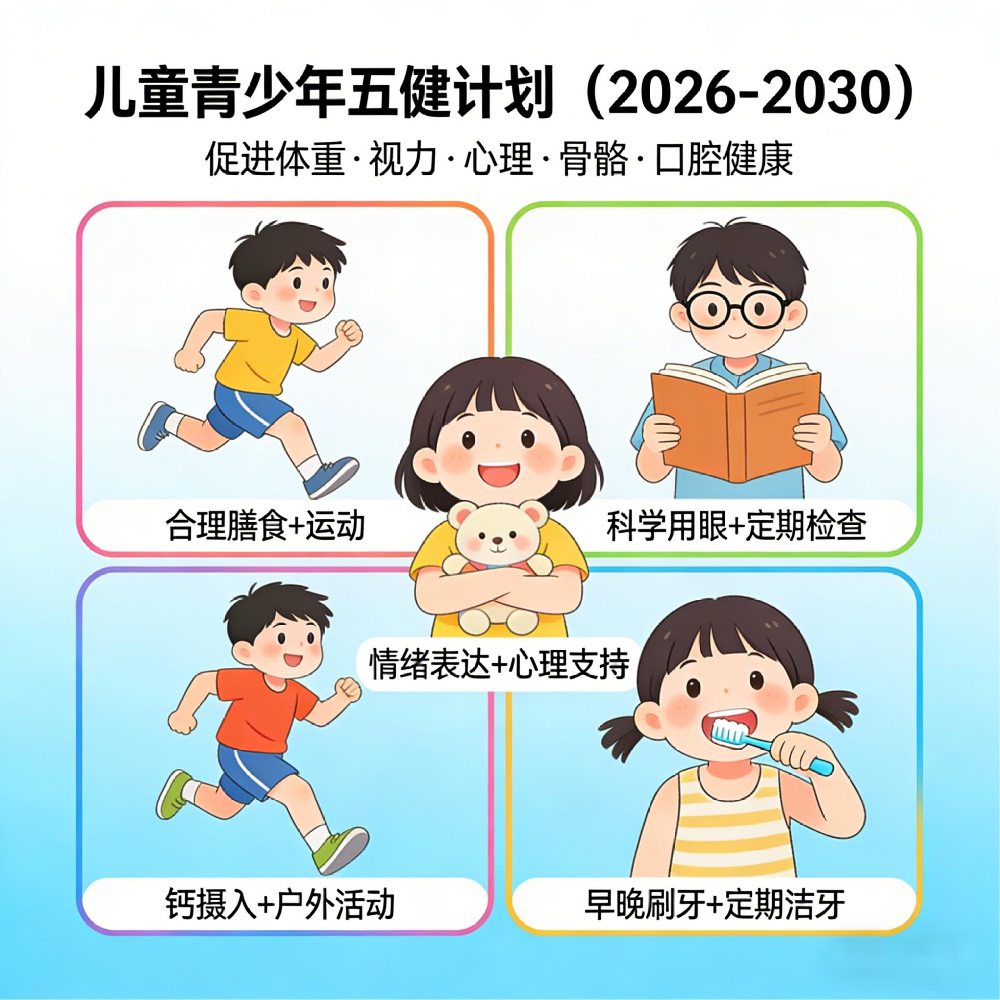 《儿童青少年“五健”促进行动计划（2026-2030年）》解读
